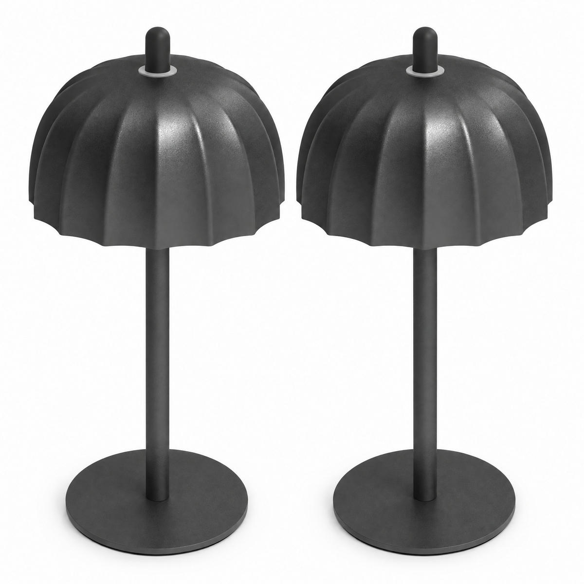 LED-TISCHLEUCHTE Umbrella schwarz 21cm Metall 2er-Set - Schwarz, Metall (10/10/21cm) - Northpoint