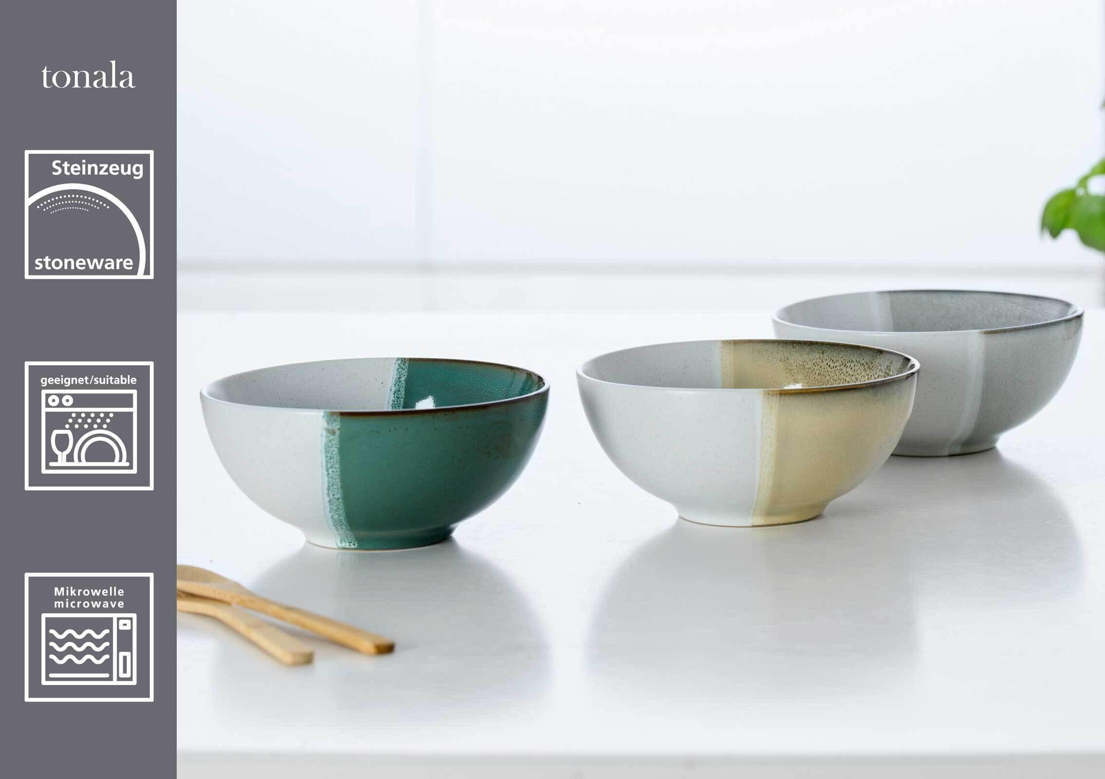 POKE BOWLSCHALEN Tonala Grau ø 17,5 cm 3er Set - Grau, Keramik (17.5cm) - Ritzenhoff Breker