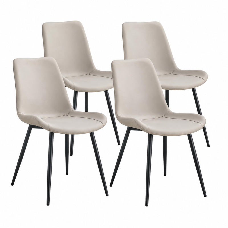 ESSZIMMERSTUHL 4er-Set mit Rückenlehne Kunstleder Warmgrau Metall Schwarz - Beige, Metall (47/83/50cm) - Meubliv