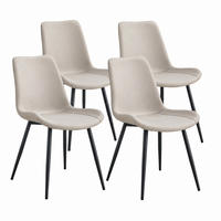 ESSZIMMERSTUHL 4er-Set mit Rückenlehne Kunstleder Warmgrau Metall Schwarz - Beige, Metall (47/83/50cm) - Meubliv