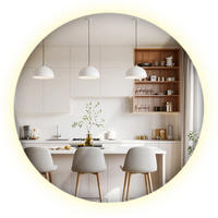 LED-SPIEGEL Ø 100 cm Neutralweiß - Hellblau, Glas (100/100/0.4cm) - ArtPrintCave