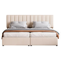 POLSTERBETT 180x200 Beige Leinen Stauraum - Beige, Textil (180/200cm) - FLIEKS