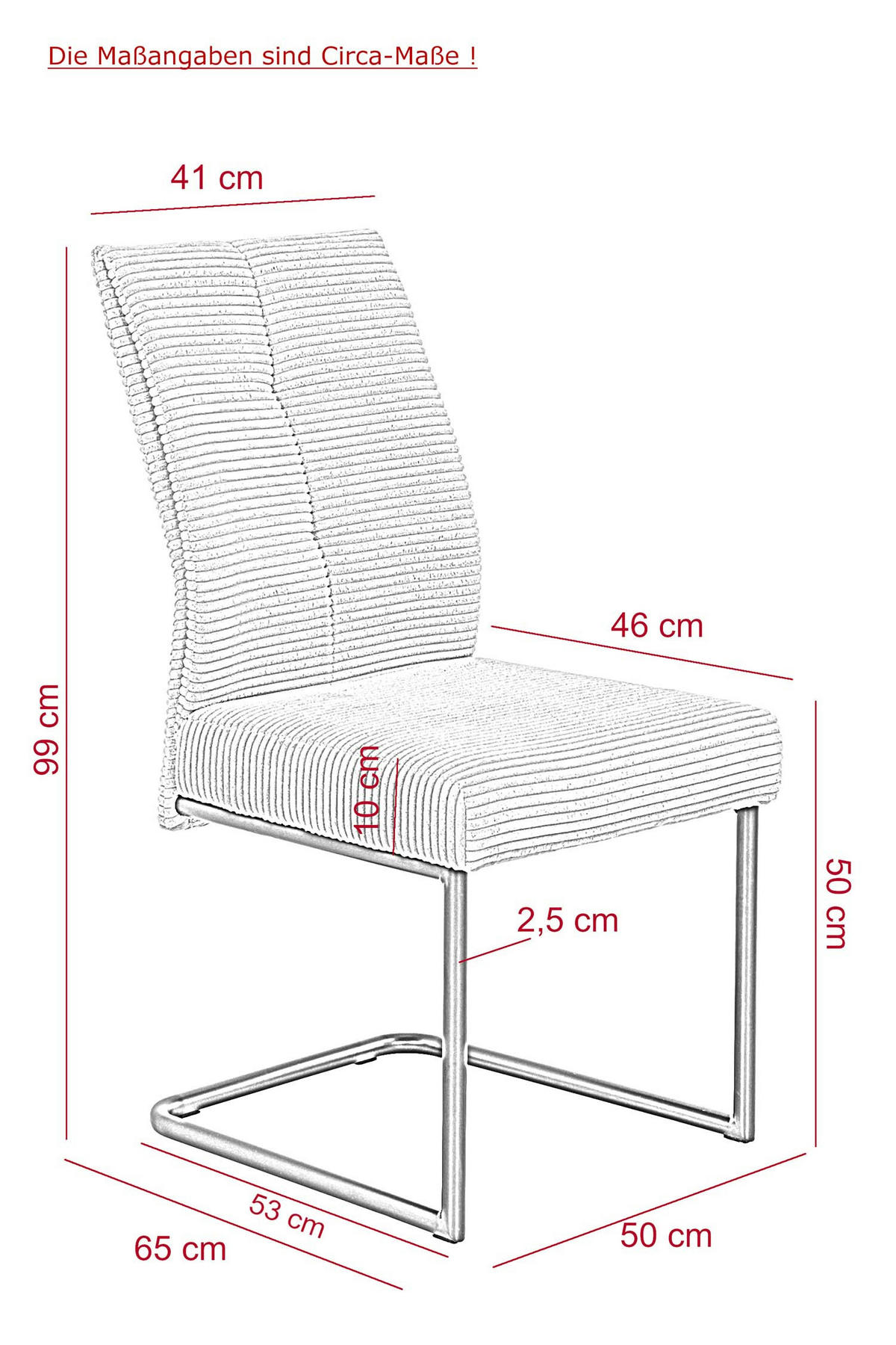 SCHWINGSTUHL 4 Stück Dagmar - Cordstoff Anthrazit - Anthrazit/Schwarz, Textil/Metall (50/99/65cm)