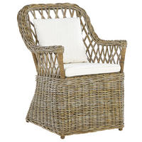 GARTENSESSEL Rattan natürlich Auflagen cremeweiß Maros - Beige/Naturfarben, Naturmaterialien (60/90/70cm) - Beliani