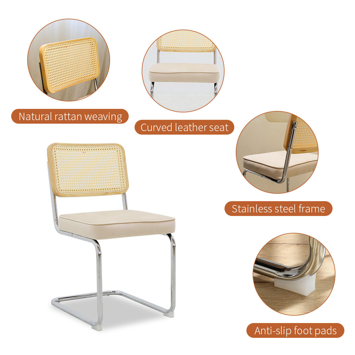 SCHWINGSTUHL DE-36902 2er-Set mit Rattan-Rückenlehne Beige - Beige, Metall (46.4/84.6/53cm) - ComfortXL