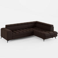 ECKSOFA CANDY CANE Rechts Dunkelbraun Bouclé-Stoff mit Schlaffunktion und Bettkasten - Dunkelbraun, Textil (264/192cm) - Barchello