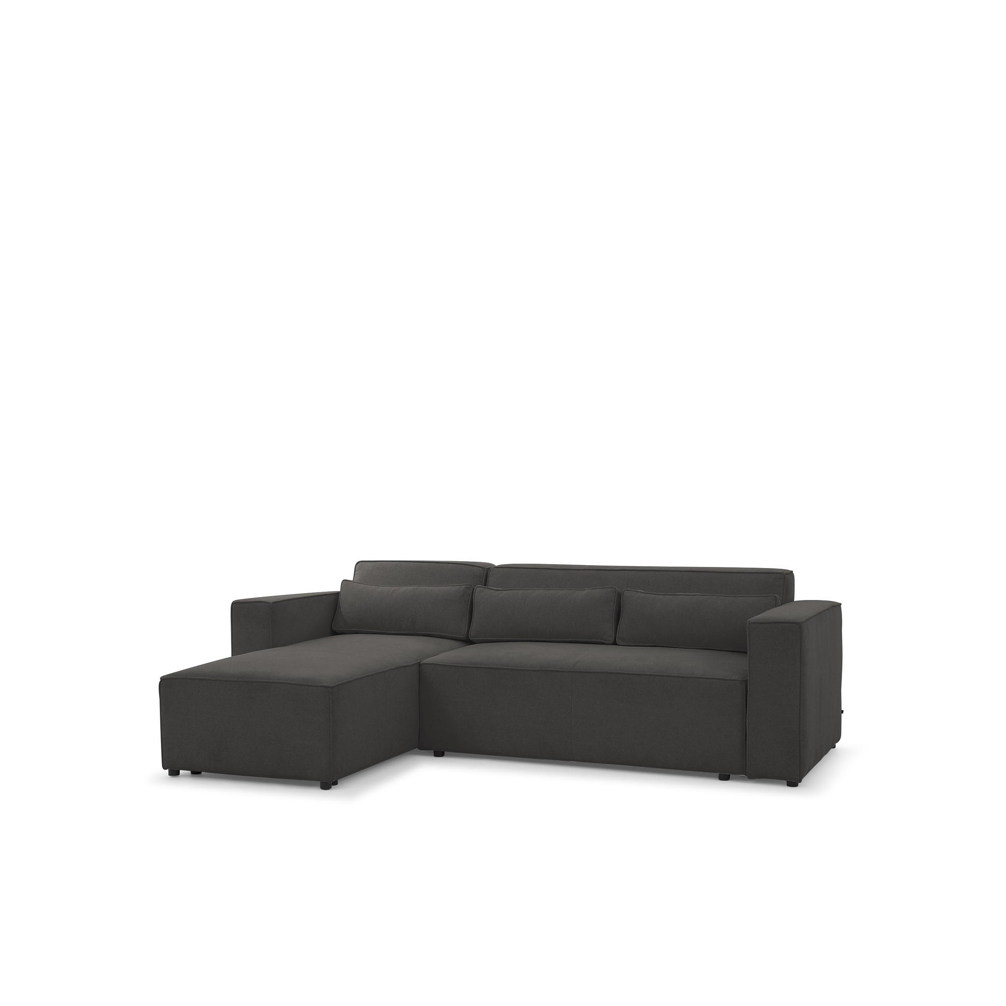 ECKSOFA Schlafsofa Waldo In Stoff Poso - Schwarz, Holzwerkstoff/Textil (260/173cm) - Fun Möbel