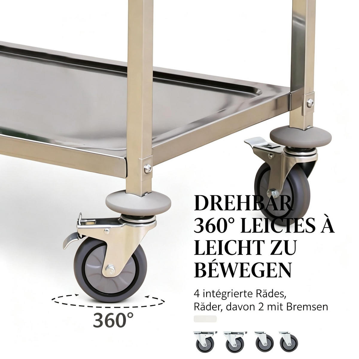 KÜCHENWAGEN Mit Rollen, 150 KG TRAGKRAFT, Für Küche Und Esszimmer, 90,5/50,5/88,2 cm - Multicolor, Holzwerkstoff (50.5/88.2/90.5cm) - Rolipo