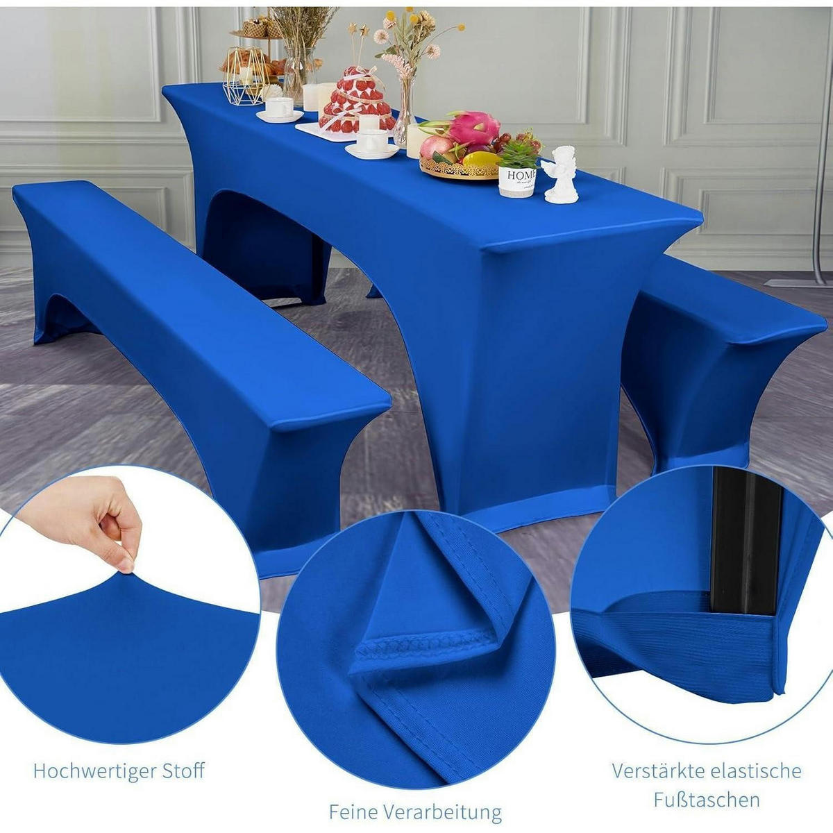 BIERZELTGARNITUR Hussen 3er-Set Blau - Blau, Textil (220/50/70cm)