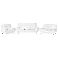 SOFA-SET 6-Sitzer Kunstleder Weiß Leira - Silberfarben/Weiß, Kunststoff (193/86/78cm) - Beliani