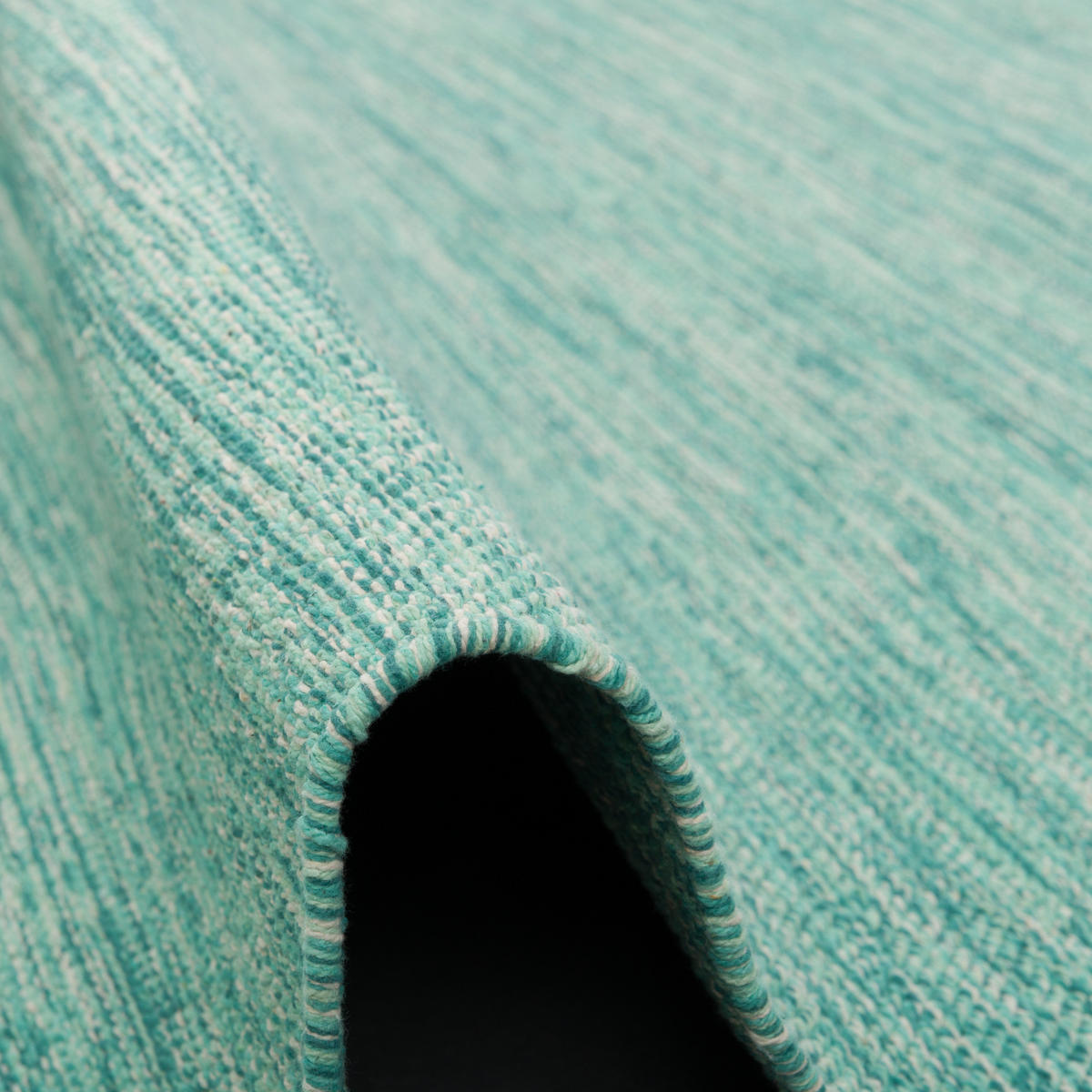 BAUMWOLLE NATUR KELIM TEPPICH EASY MELIERT - Türkis, Textil (200/290cm) - Pergamon