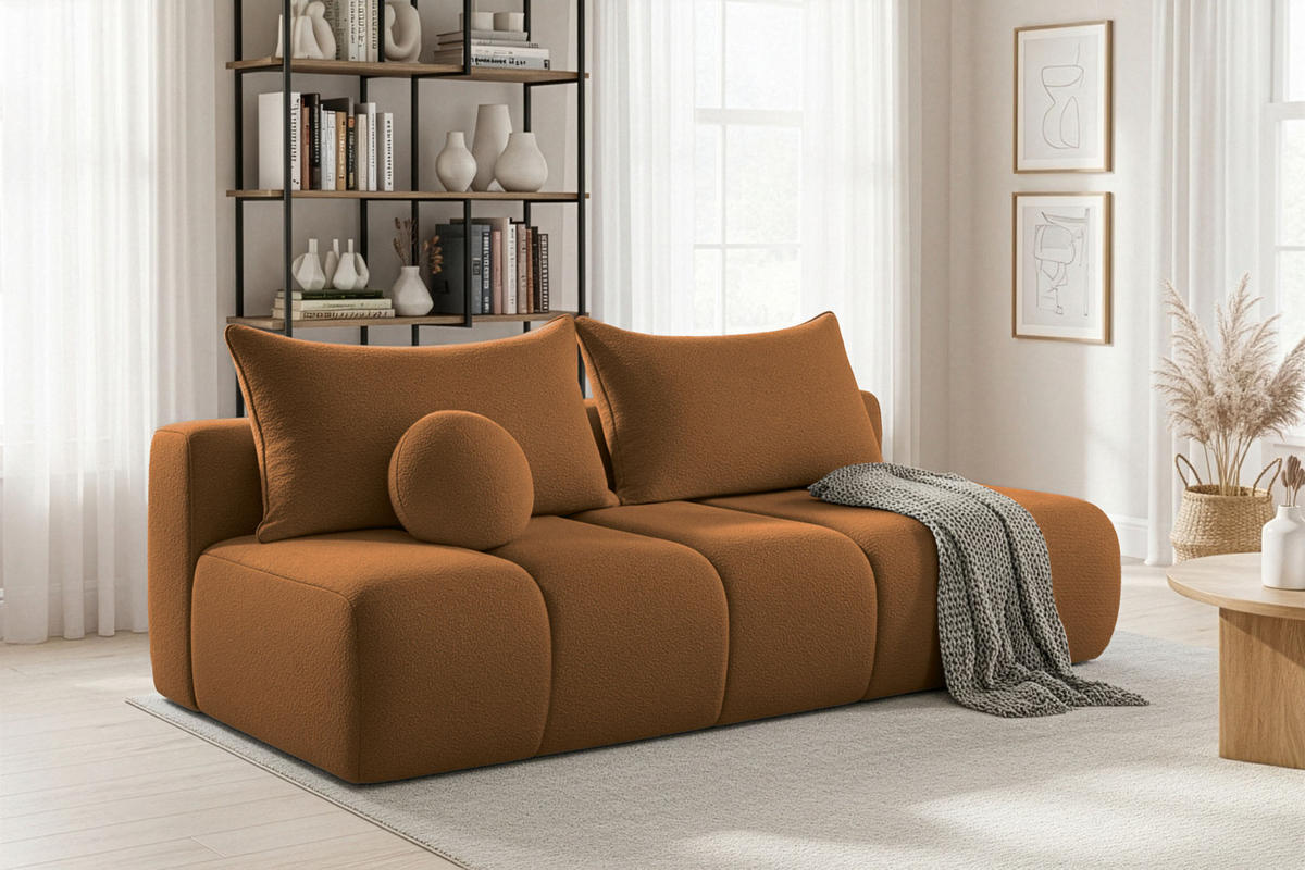 SCHLAFSOFA Milla mit Bettkasten, Bernstein Braun 205/97/85 cm - Bernsteinfarben, Textil/Metall (205/97/85cm) - WFL GROUP