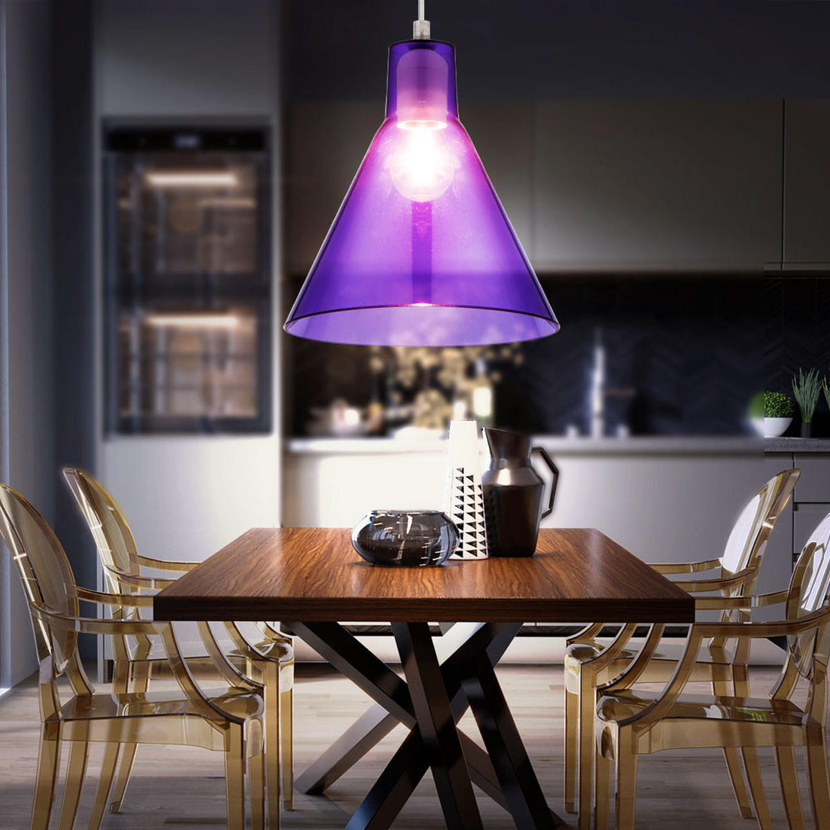 HÄNGELEUCHTE Metall Acryl Lila - Lila, Metall (21.3/21.3/113cm) - Globo Lighting