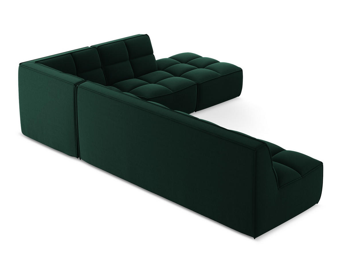 ECKSOFA Beidseitig Samt Stoff Grün - Dunkelgrün/Schwarz, Kunststoff/Textil (308/258cm) - Makamii