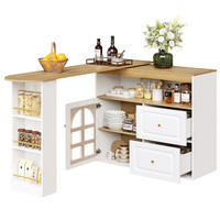 STEHTISCH 138-204x39x104cm Weiß mit Bogenglastür,Snackregal & Drehfunktion - Weiß, Holzwerkstoff (204/104/39cm) - Modfu