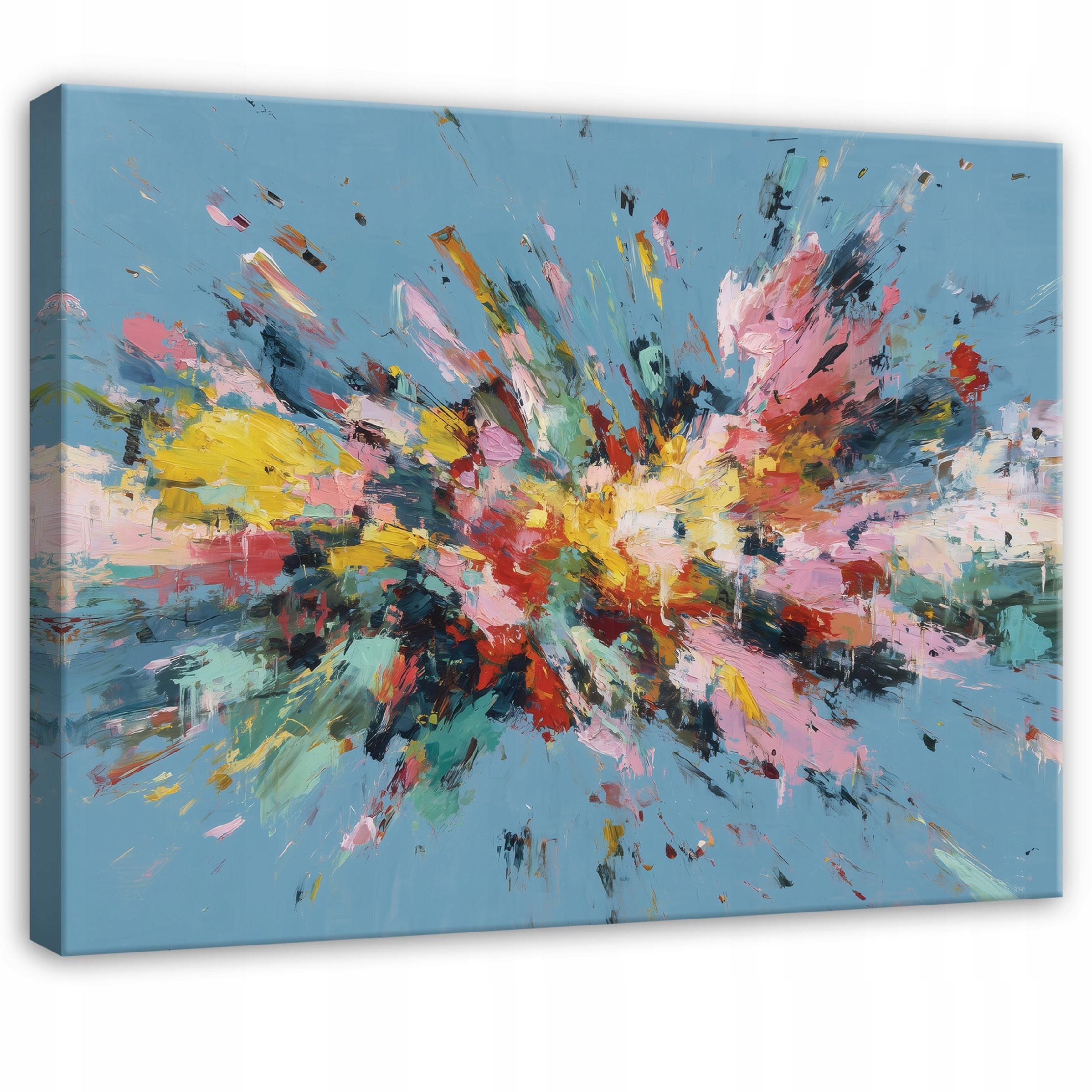 LEINWANDBILD Abstrakt Farben Blau 100x70 cm - Multicolor, Holzwerkstoff (100/70cm) - Wallarena