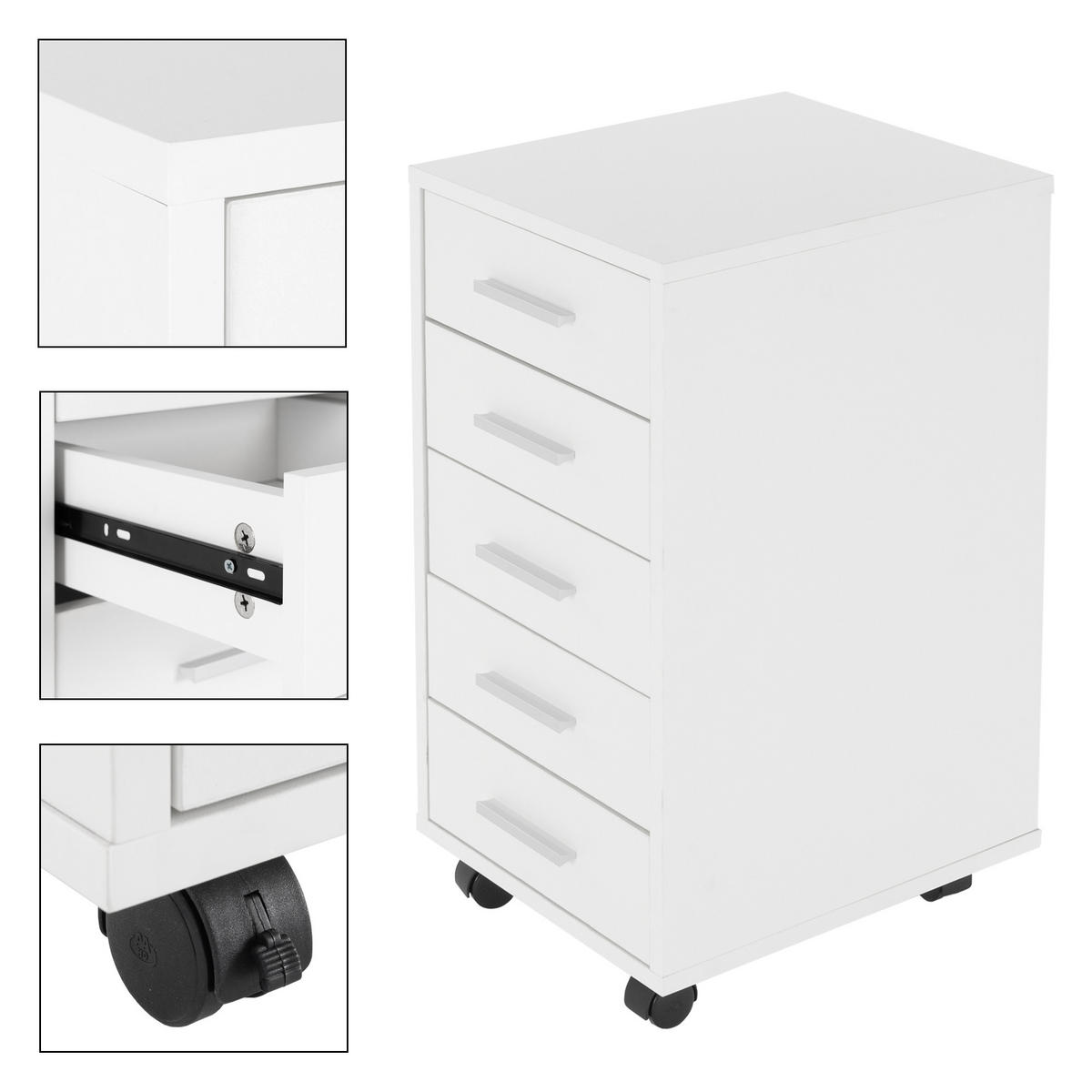 ROLLCONTAINER - Weiß, Holzwerkstoff (38/63.5/33cm) - ML-DESIGN