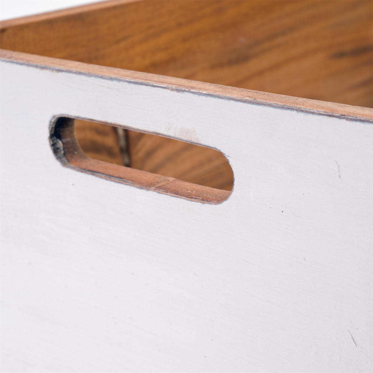 HOLZKISTE BOX Recyclingholz massiv, mit Rollen 06 weiß-landhaus - Weiß, Holz (45/26/30cm) - DESIGN DELIGHTS