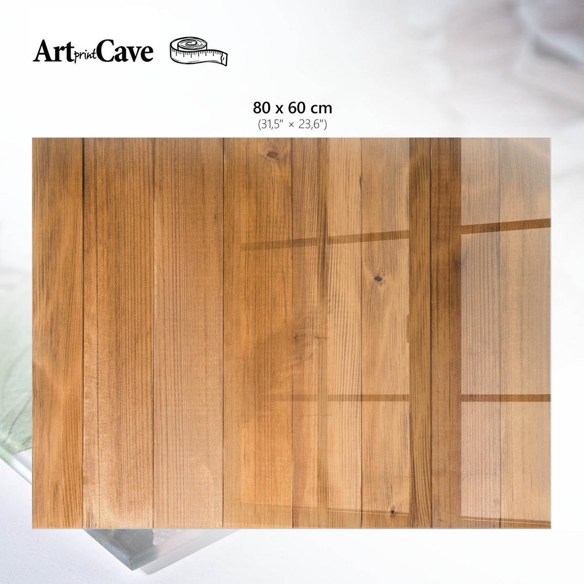 GLASPLATTE 80x60 cm – Holzbretter - Beige, Glas (0.4/80/60cm) - ArtPrintCave