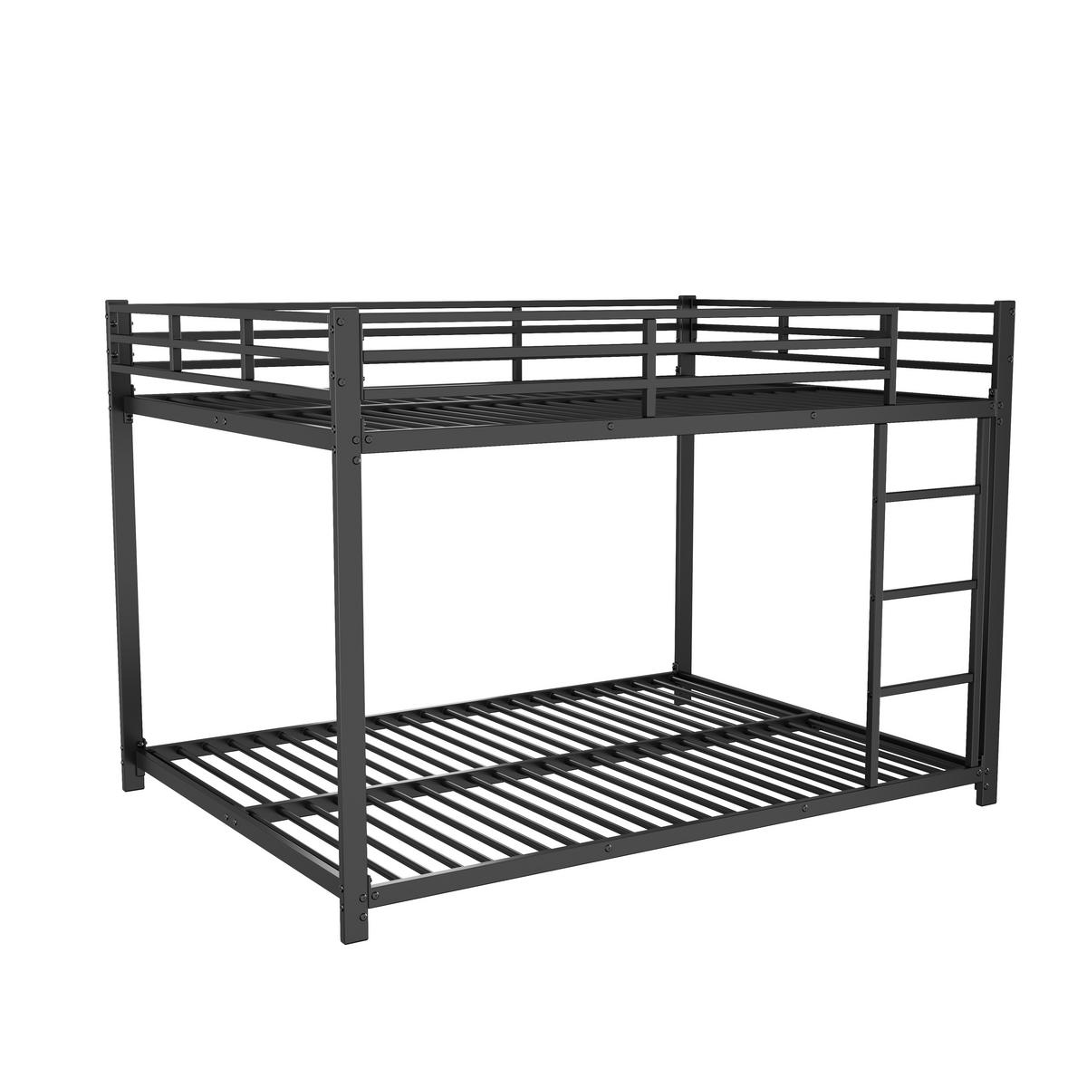 ETAGENBETT 140/200 cm Schwarz aus Metall mit Sicherheitsleisten - Schwarz, Metall (140/200cm) - OKWISH