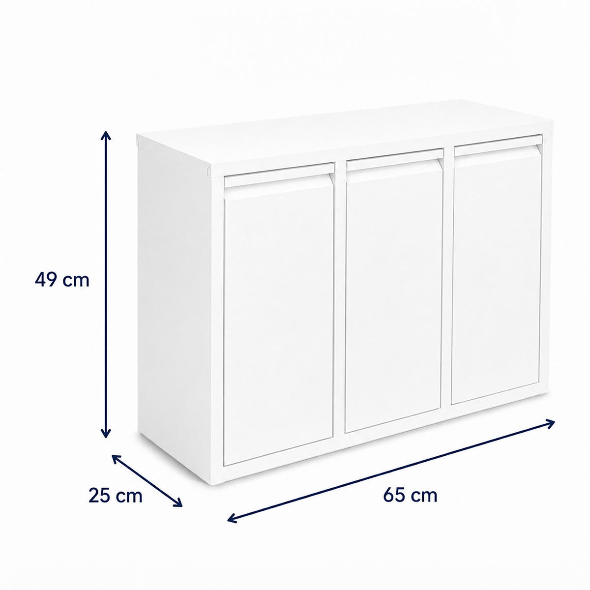 MÜLLEIMER Weiß 3-Fach kippbar 3x10 l - Weiß, Kunststoff/Metall (65/49/25cm) - Relaxdays