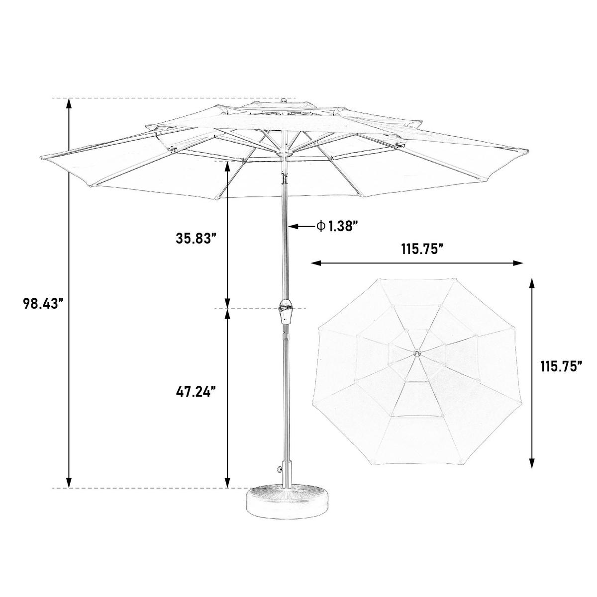 SONNENSCHIRM rund 305 cm in Dunkelgrün mit Kurbel und Neigefunktion - Dunkelgrün, Metall (294/294cm) - BEAOK