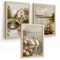 POSTER 3er Bilder-Set Wandbilder Ölmalerei modern Wohnzimmer Deko, Schlafzimmer, Küche, Badezimmer Rahmenlos A4 - Klar, Papier (29.7/1/21cm) - Nacnic