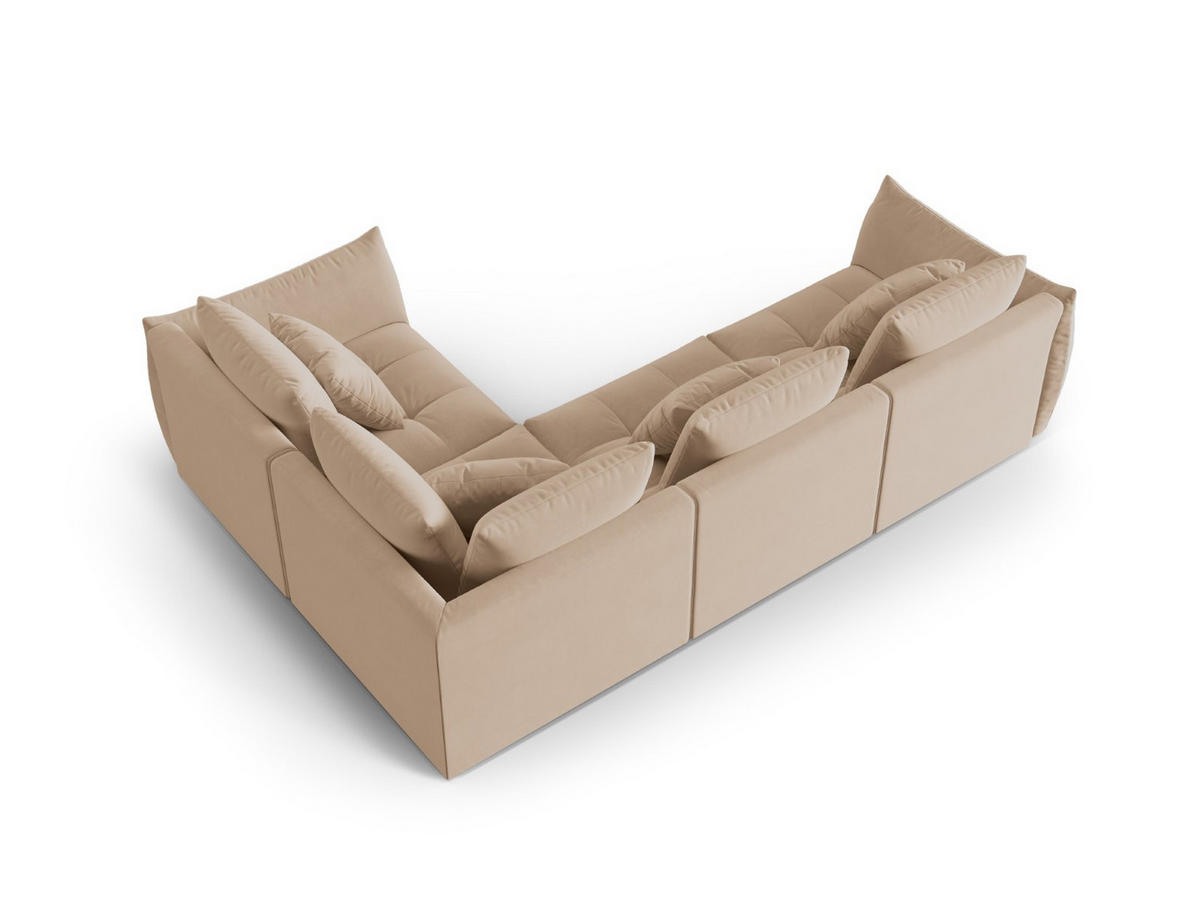 ECKSOFA modular rechts Bloom aus Samt sandfarben 3 Sitzplätze - Sandfarben, Textil (216/316cm) - Micadoni