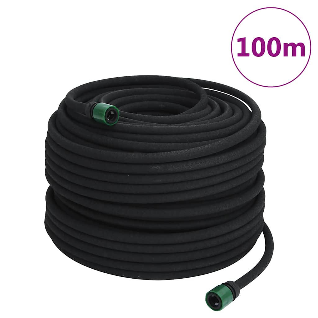 TROPFSCHLAUCH Schwarz 0.6" 100 M Gummi - Schwarz, Kunststoff (10000cm) - vidaXL