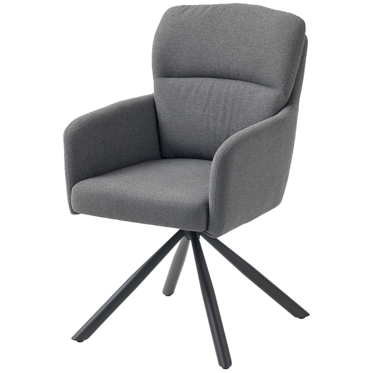 ESSZIMMERSTUHL DE-06895 360° drehbar mit dicker Polsterung und Armlehnen Grau - Grau, Textil/Metall (63/93/57cm) - ComfortXL
