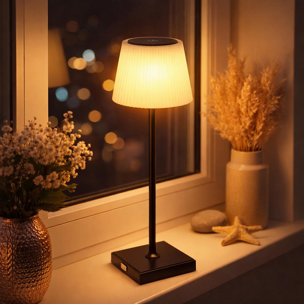 2X LED TISCHLEUCHTE Gregoir Weiß - Weiß, Metall (13.1/13.1/38cm) - Globo Lighting