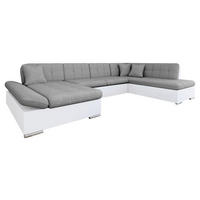 ECKSOFA Bergen, Seite: Links - Silberfarben/Weiß, Holz/Textil (345/76/205cm) - MIRJAN24