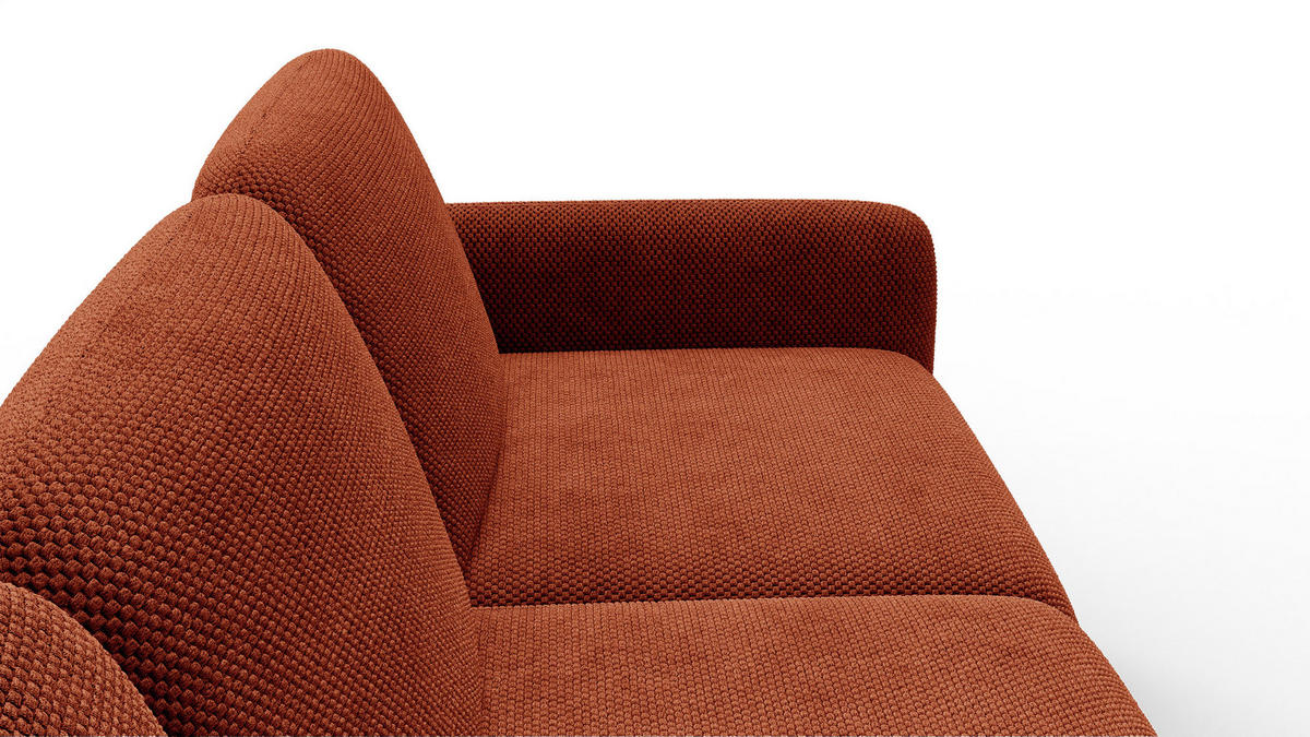 ECKSOFA FEBE 4-Sitzer links, dunkelorange - Dunkelorange/Schwarz, Holz/Textil (264/157cm) - Courtois Laville