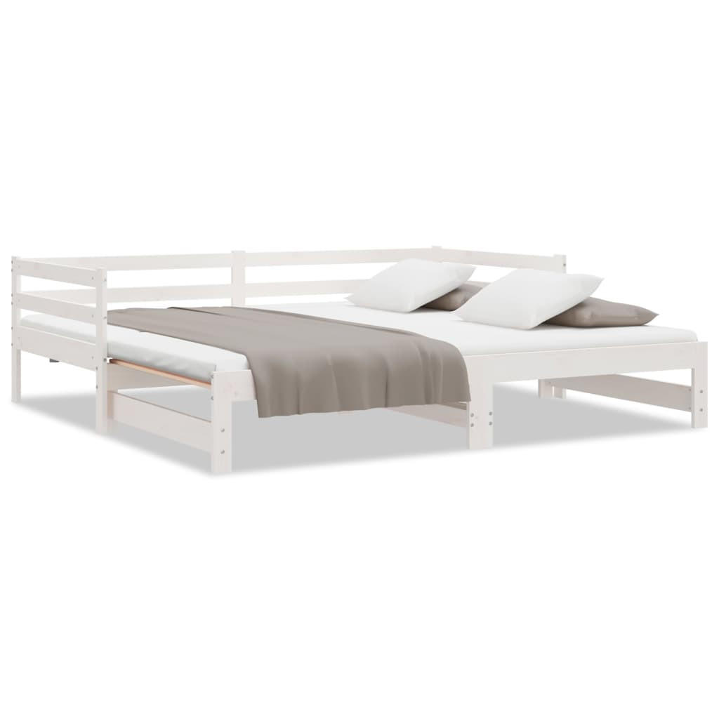 AUSZIEHBARES Tagesbett Ohne Matratze Weiss 80/200 Cm - Weiß, Naturmaterialien (80/200cm) - vidaXL