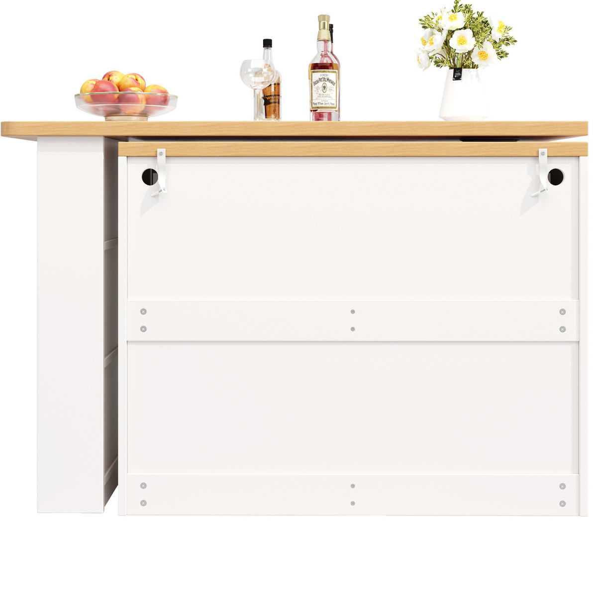 BARTISCH 135-203/39/92,8 cm mit LED und Stauraum, drehbar - Naturfarben, Holzwerkstoff (39/203/92cm) - BEAOK