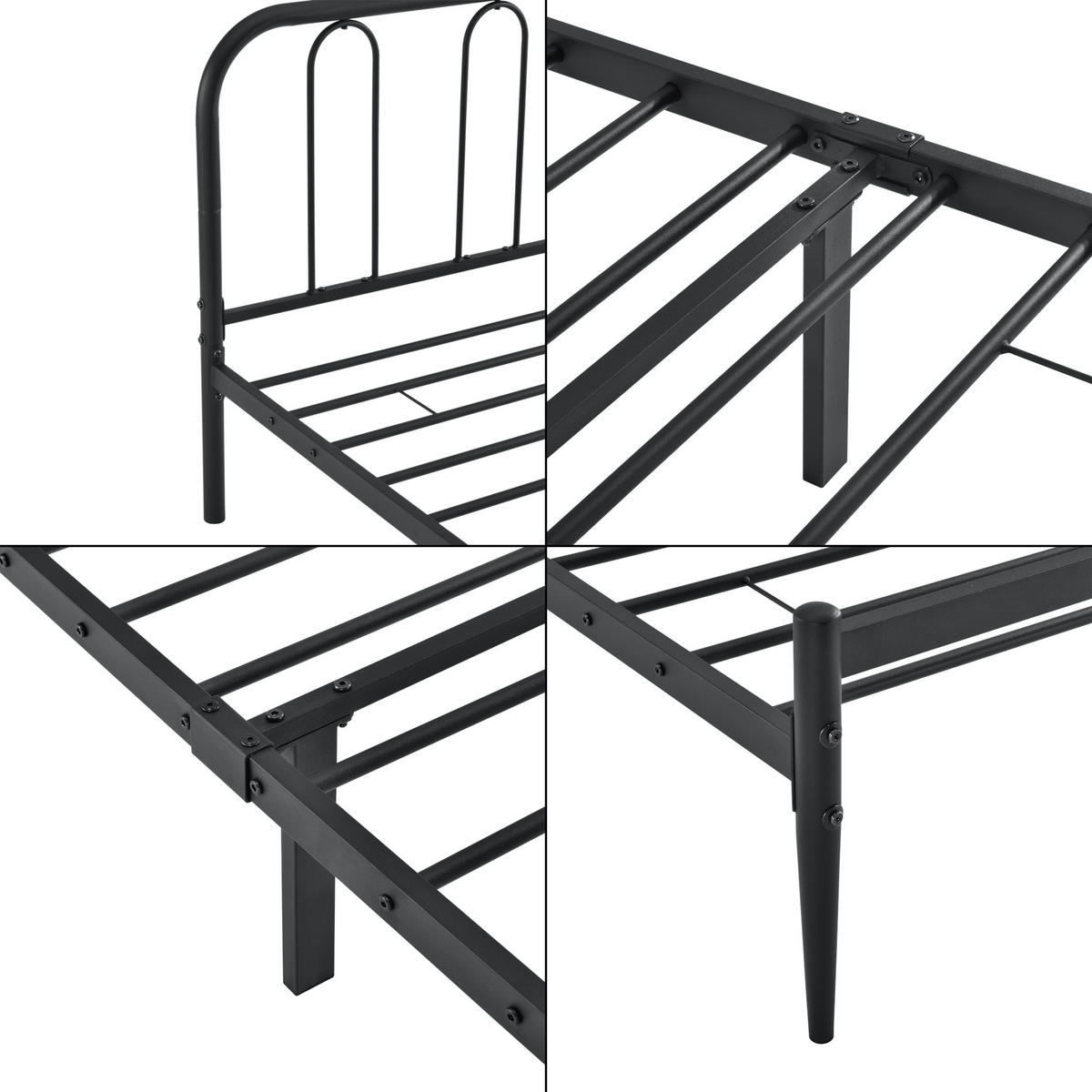 METALLBETT Hanko - Schwarz, Metall (90/200cm) - [en.casa]