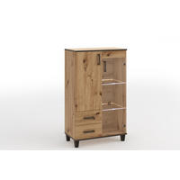 VITRINE Vanessa III 80 cm mit Glastür und Holzbeine, artisan, schwarz - Schwarz/Eiche Artisan, Holz (80/132/40cm) - Margaret Hadas24
