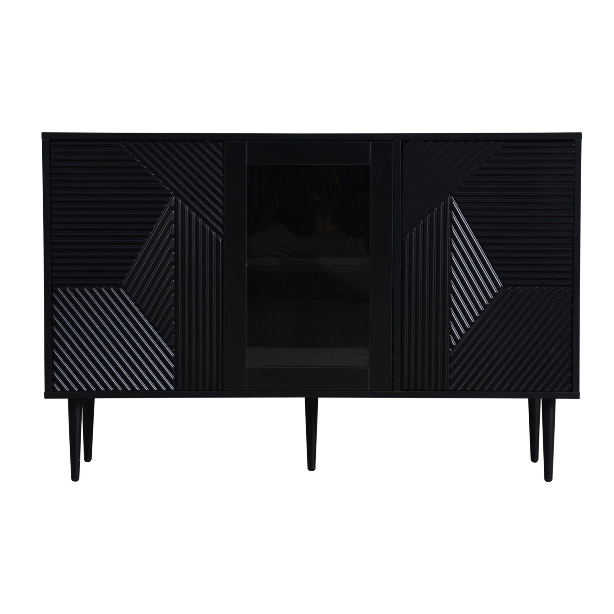 KOMMODE mit 3 Schubladen und 2 Türen Black 120/38/79.5 cm - Schwarz, Holz (38/79.5/120cm) - Urban Meuble