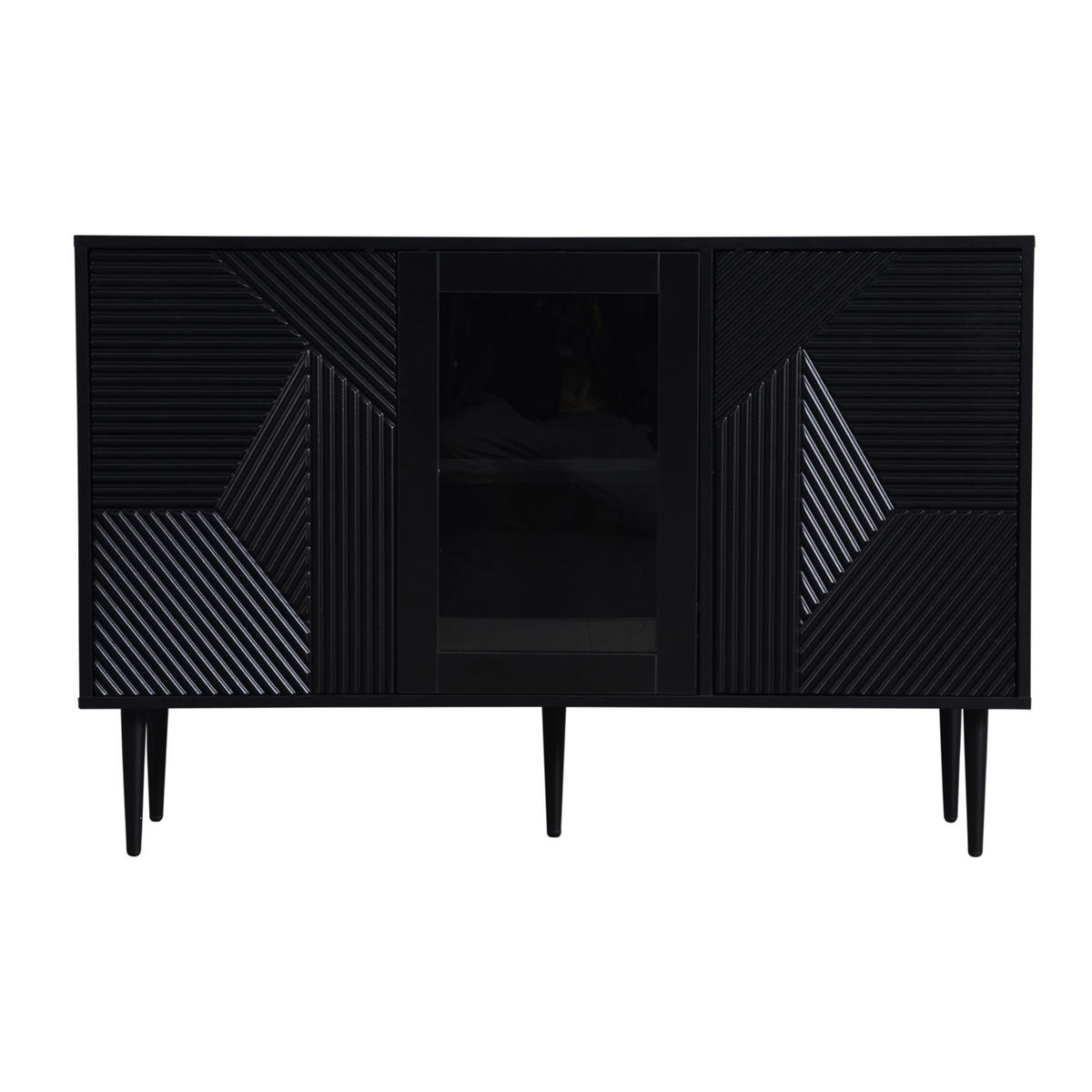 KOMMODE mit 3 Türen Black 120/38/79.5 cm - Schwarz, Holz (38/79.5/120cm) - Urban Meuble