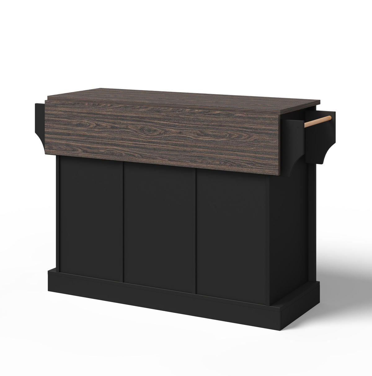 KÜCHENINSEL 120/45/91 cm schwarz aus MDF mit Klappplatte - Schwarz, Holzwerkstoff (120/91/70cm) - OKWISH