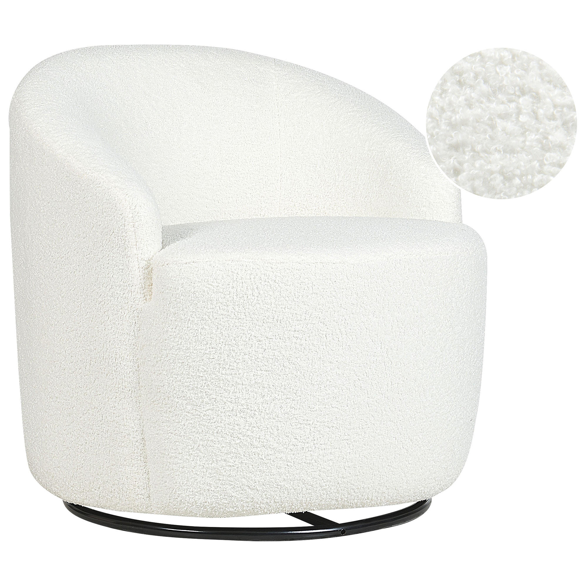 BOUCLÉ-DREHSESSEL Weiß Davik - Weiß, Holz/Textil (62/67/63cm) - Beliani