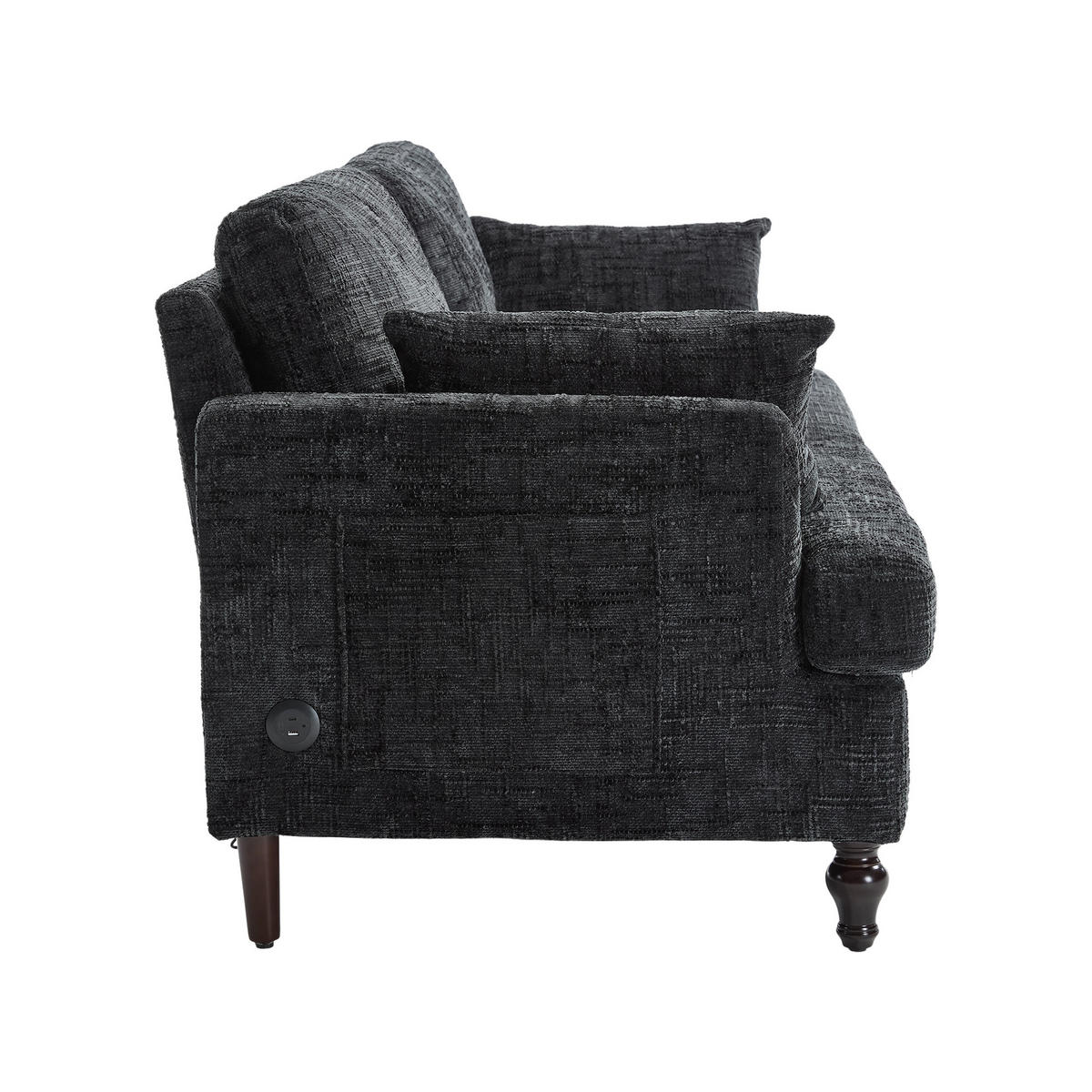 SOFA 2-Sitzer 175/83/78 cm Schwarz - Schwarz, Textil (83/78/175cm)