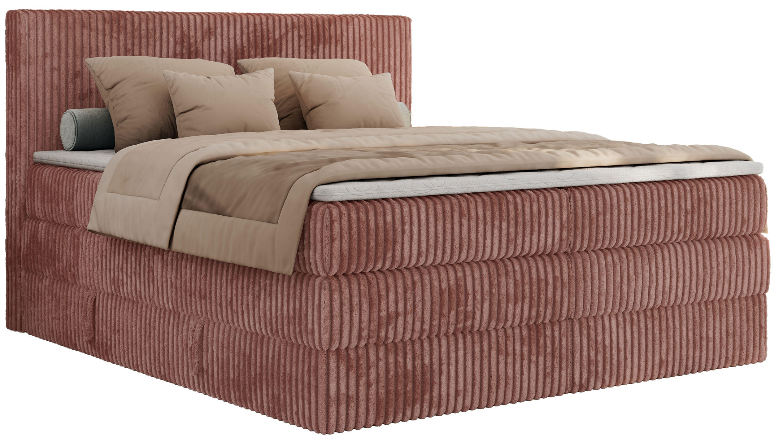 BOXSPRINGBETT TILIANO KING - 140/200 - Rosa Cord - H4 - Rosa, Holz/Textil (140/200cm) - MKS