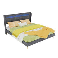 POLSTERBETT 160/200 cm mit verstellbarer Rückenlehne und LED-Beleuchtung, Grau - Grau, Textil (160/200cm) - Redom