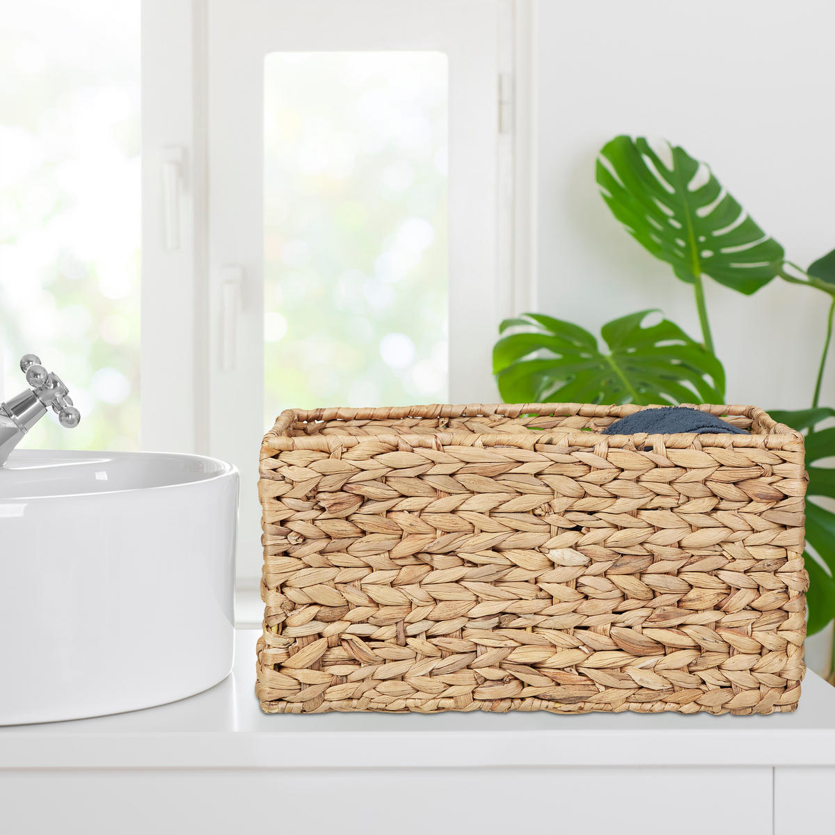 AUFBEWAHRUNGSKORB - Hellbraun, Textil/Metall (37/28/19cm) - Relaxdays