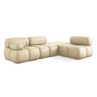 ECKSOFA Rechts Kunstleder Beige - Beige/Schwarz, Leder/Kunststoff (285/190cm) - Makamii