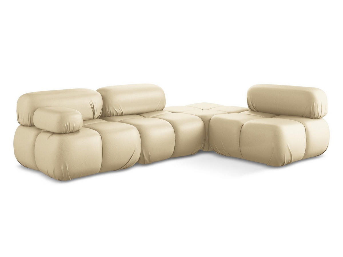 ECKSOFA Rechts Kunstleder Beige - Beige/Schwarz, Leder/Kunststoff (285/190cm) - Makamii