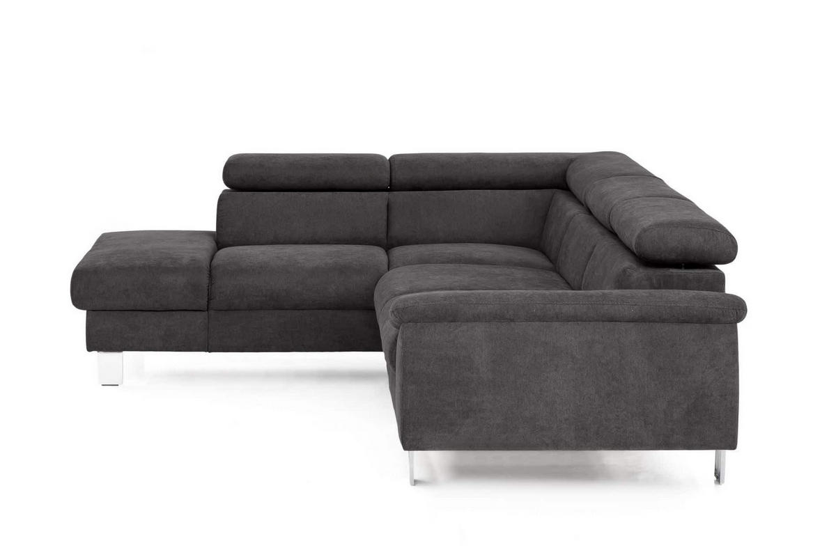 ECKSOFA mit Schlaffunktion und Bettkasten - Chromfarben/Dunkelgrau, Holz/Textil (249/207cm) - Cotta