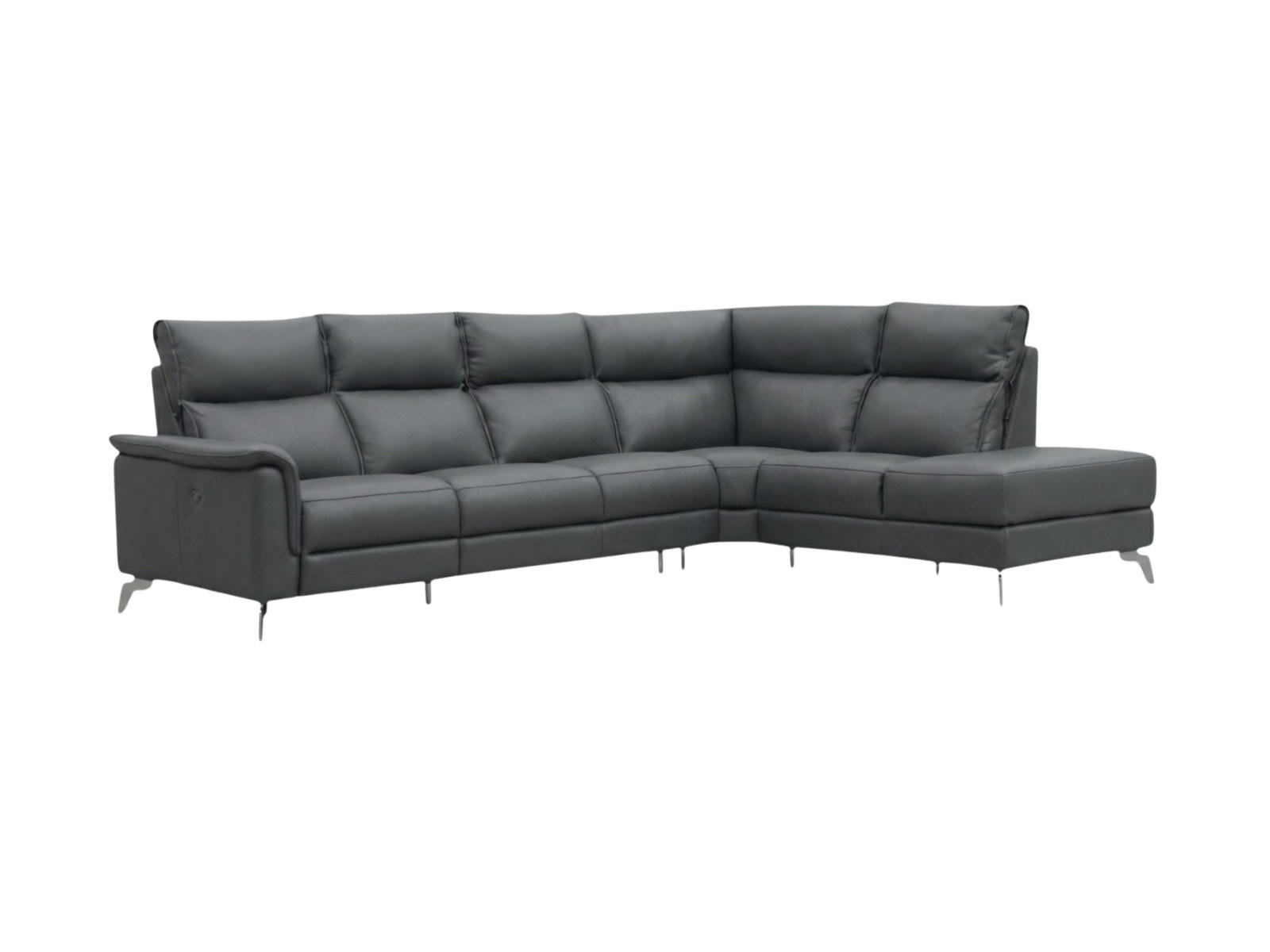 ECKSOFA Borea Echtleder Anthrazit - Anthrazit, Leder/Metall (310/220cm)
