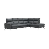 ECKSOFA Borea Echtleder Anthrazit - Anthrazit, Leder/Metall (310/220cm)